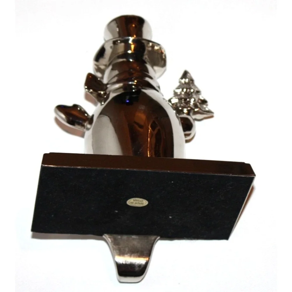 pair metal snowman stocking hangers‎ silver tone holding Christmas tree lot of 2
